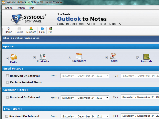 Importing Outlook Emails into Lotus Note Screenshot 1