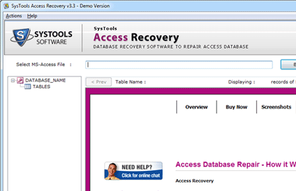 Repair Deleted Access Files Screenshot 1