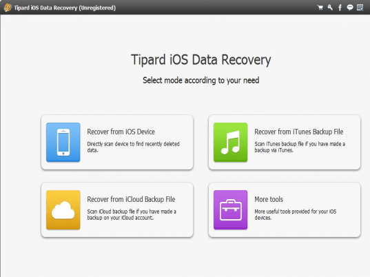 Tipard iOS Data Recovery Screenshot 1