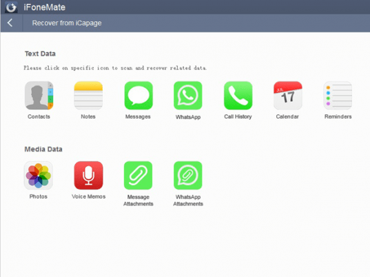 iFoneMate iOS Data Recovery Screenshot 1