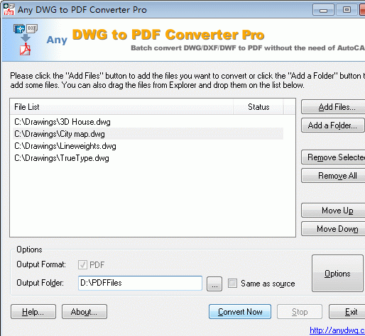 DWG to PDF Converter Pro 2008.2 Screenshot 1