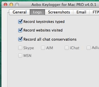 Aobo Keylogger for Mac Standard Screenshot 1