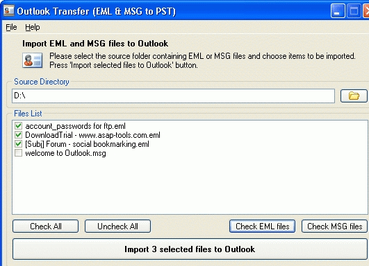Outlook Transfer Screenshot 1