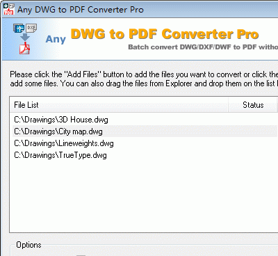 DWG to PDF Converter Pro 2009.4 Screenshot 1