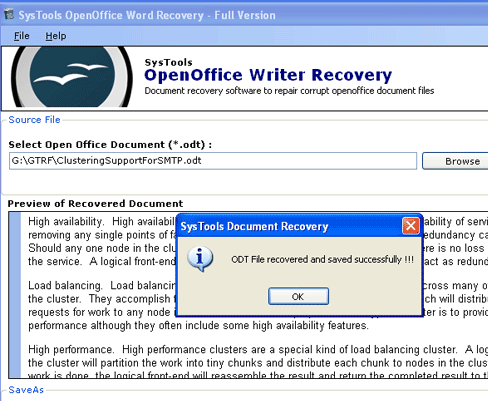 ODT to DOC Converter Software Screenshot 1