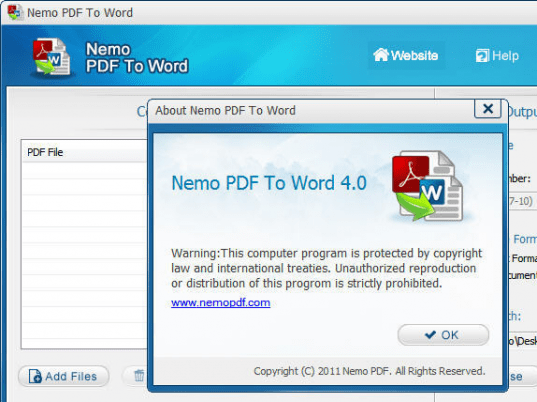 Nemo PDF to Word Screenshot 1