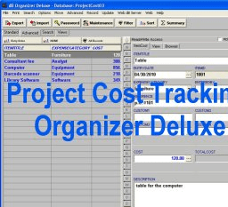 Project Cost Tracking Organizer Deluxe Screenshot 1