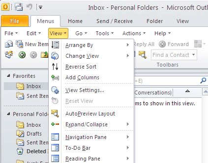 Classic Menu for Outlook 2010 Screenshot 1
