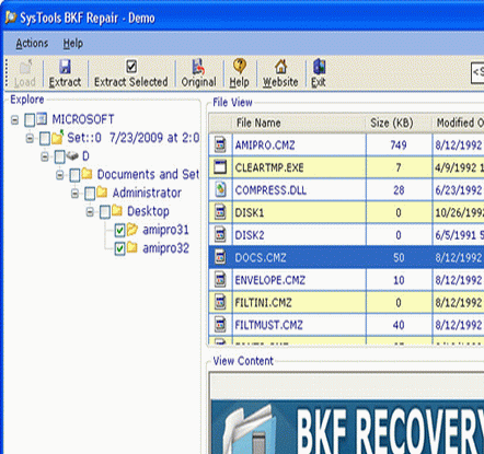 BKF Recovery Utility Screenshot 1