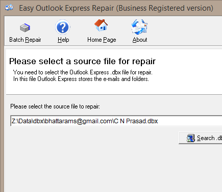 Easy Outlook Express Repair Screenshot 1