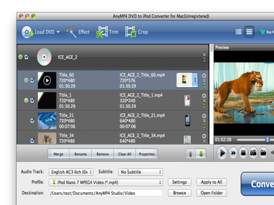 AnyMP4 DVD to iPod Converter Screenshot 1