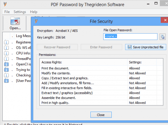 PDF Password by Thegrideon Software Screenshot 1