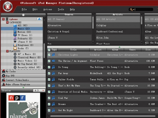 4Videosoft iPod Manager Platinum Screenshot 1