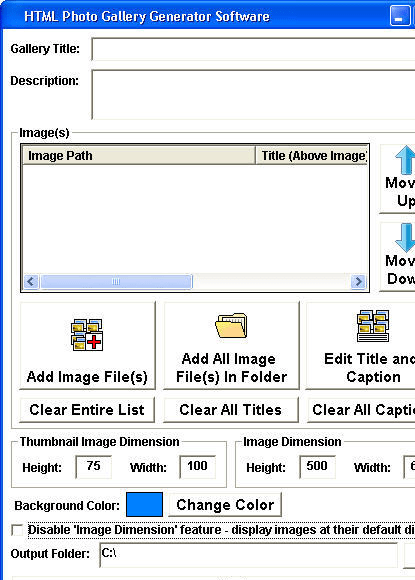 HTML Photo Gallery Generator Software Screenshot 1