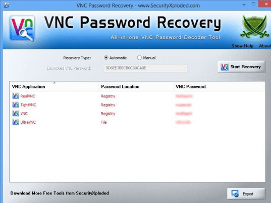VNC Password Recovery Screenshot 1