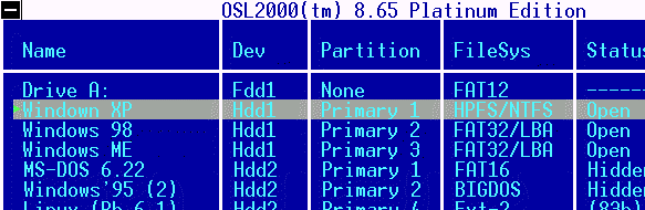 OSL2000 Boot Manager Screenshot 1
