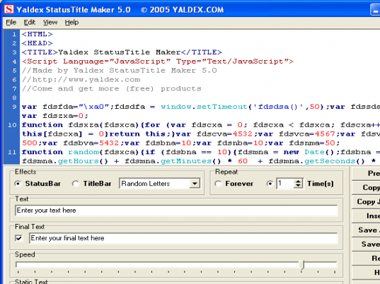 Yaldex StatusTitle Maker 5.0 Screenshot 1