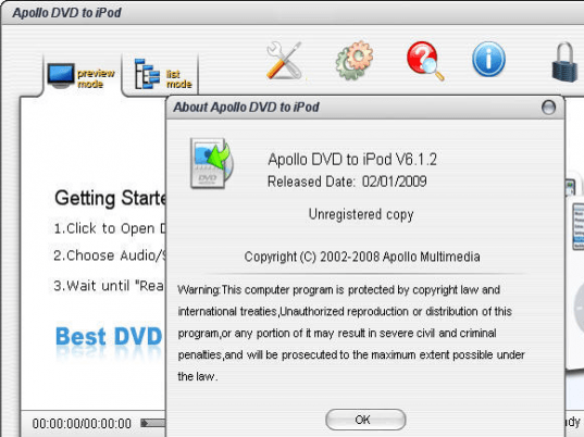 Apollo DVD to iPod Screenshot 1