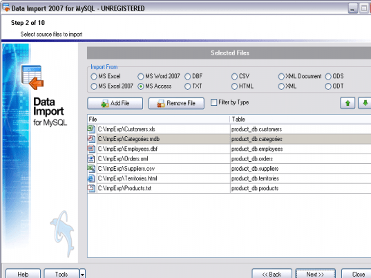 EMS Data Import 2005 for MySQL Screenshot 1