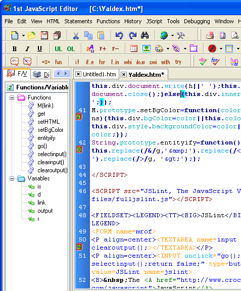 1st JavaScript Editor Lite 3.8 Screenshot 1