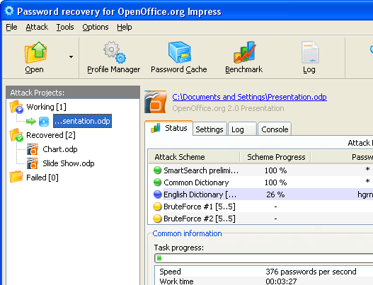 OpenOffice Impress Password Recovery Screenshot 1