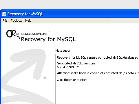 Recovery for MySQL Screenshot 1