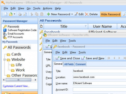 Portable Efficient Password Manager Screenshot 1