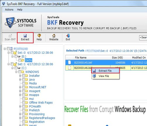 Data Recovery Software for BKF Screenshot 1