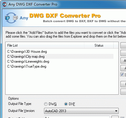 DWG to DXF Converter Pro 2010.2 Screenshot 1
