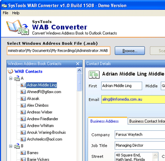 WAB to Outlook Screenshot 1