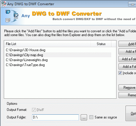 DWG to DWF Converter 2010.9 Screenshot 1