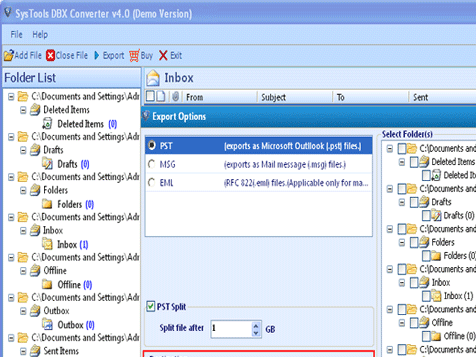 Import OE DBX files into Outlook Screenshot 1