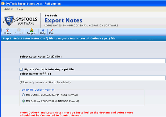 Convert Lotus Notes to Outlook Software Screenshot 1