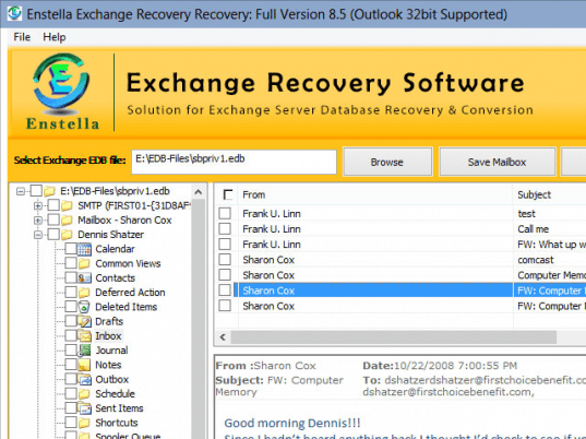 Recover Exchange Server Database File Screenshot 1