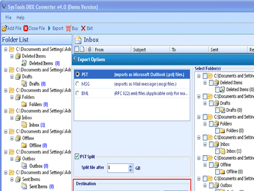 Outlook Express DBX to PST Converter Screenshot 1