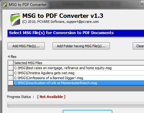 Convert Outlook MSG to PDF Screenshot 1