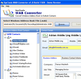 Convert Windows Address Book to Outlook Screenshot 1
