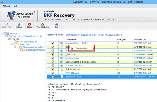 How can I Restore My BKF File Screenshot 1