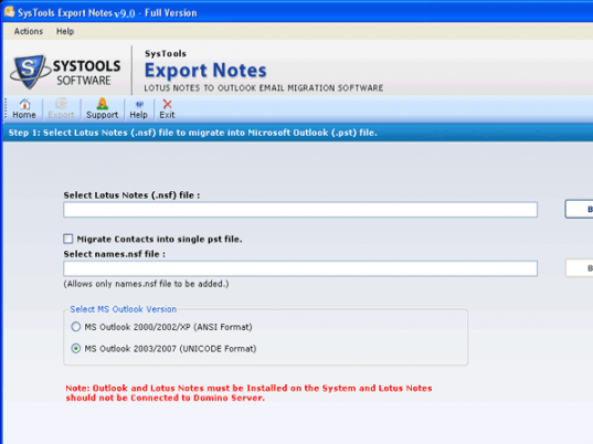 Lotus Notes Mail Export to Outlook Screenshot 1