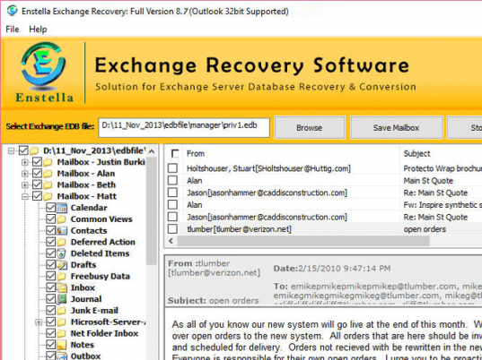 Exchange Mailbox to Outlook PST Screenshot 1