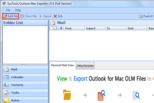 Execute Outlook for Mac 2011 OLM Files Screenshot 1