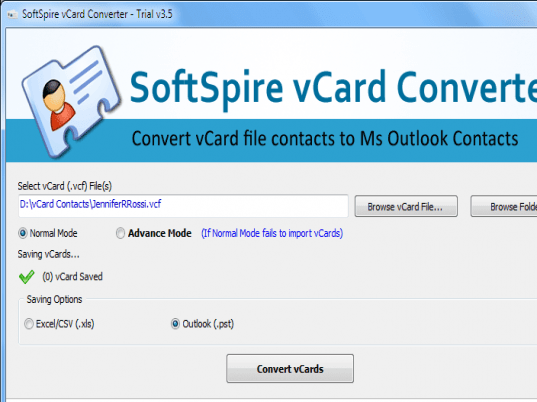 vCard to Outlook Import Screenshot 1