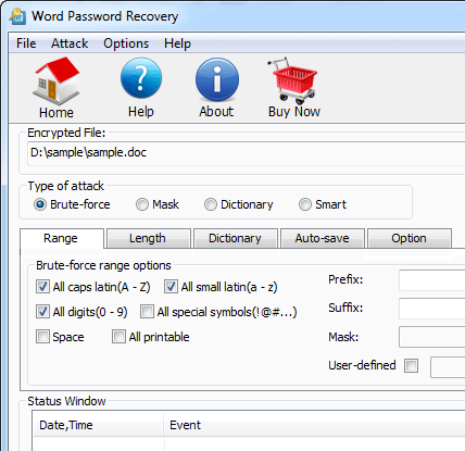 Pakeysoft Word Password Recovery Screenshot 1