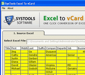 XLS to VCF Converter Software Screenshot 1