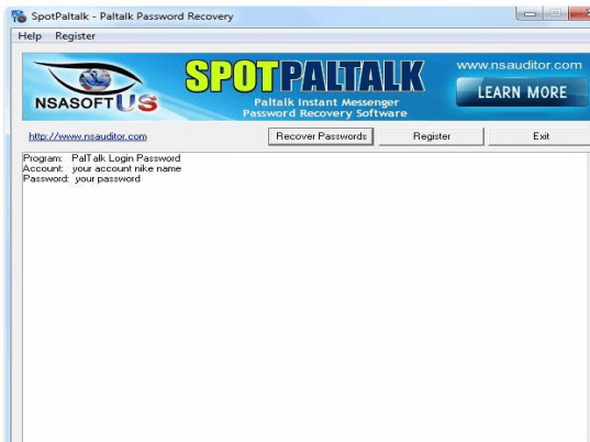 SpotPaltalk Password Recovery Screenshot 1