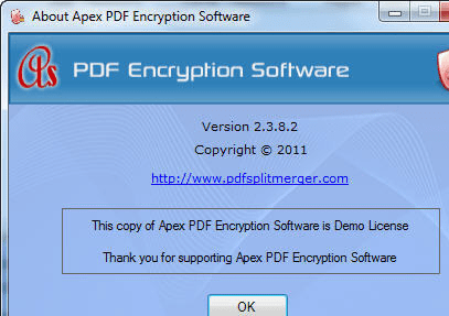 Apex PDF Encryption Software Screenshot 1