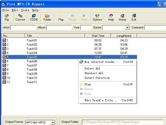Free MP3 CD Ripper Screenshot 1