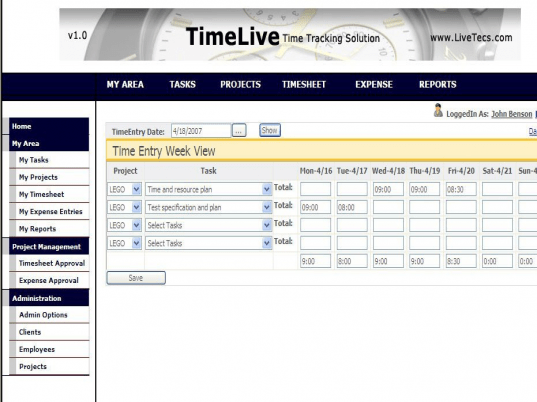 Timesheet System Screenshot 1