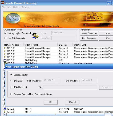 Remote Password Recovery Screenshot 1