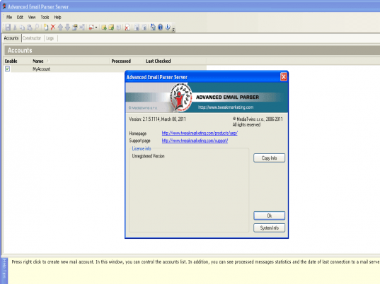Advanced Email Parser Server Screenshot 1
